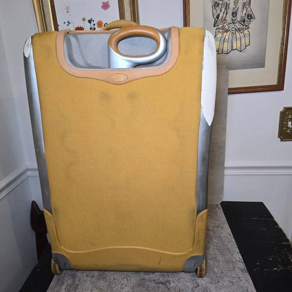 Rare TUMI T3 Yellow Silver Nylon Expandable Wheeled travel luggage Trolley Read*
